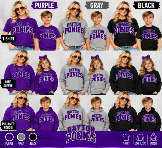 Dayton Ponies varsity arch apparel mockups