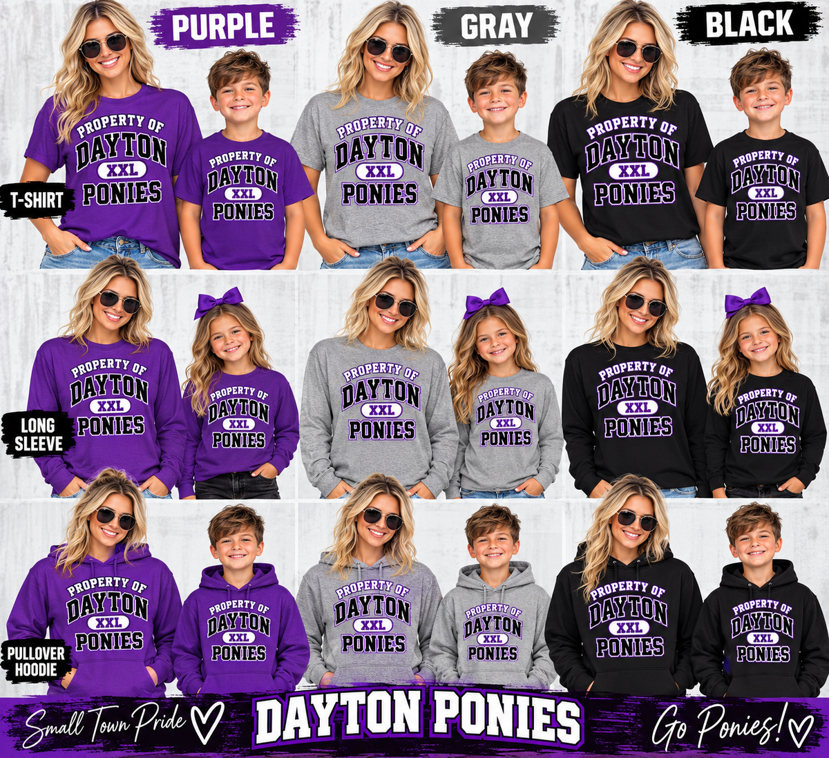 Property of Dayton XXL Ponies apparel mockups