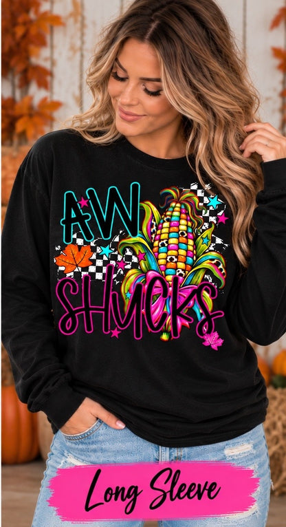 Aw Shucks black long sleeve mockup