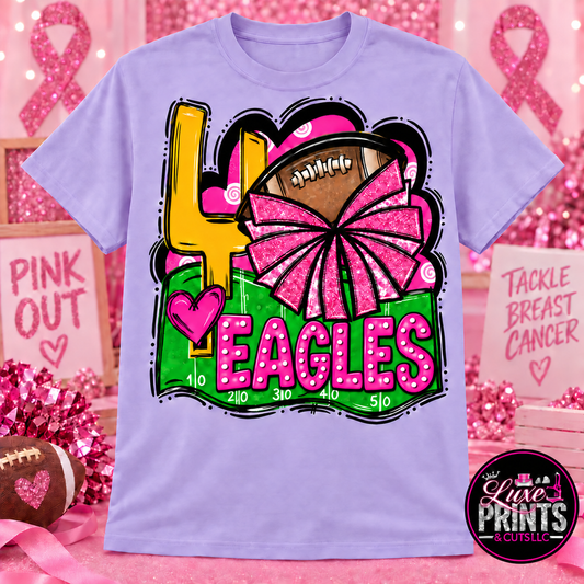 BH Eagles Pink Out football cheer shirt on light purple