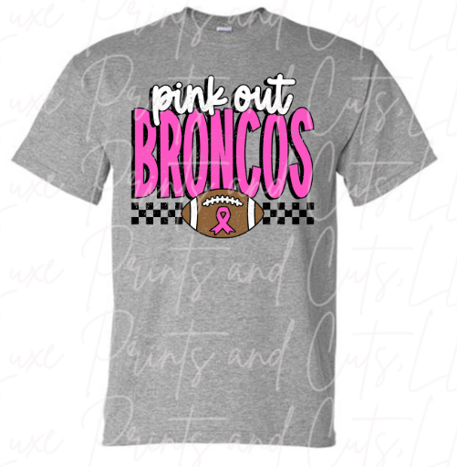 Pink out broncos checkered