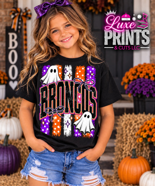 Broncos Halloween black shirt kids mockup