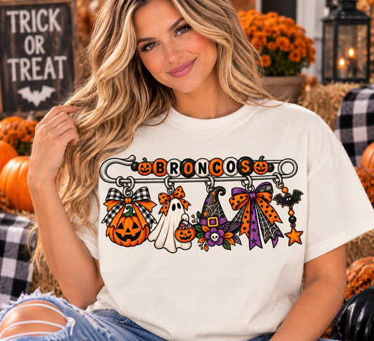 Broncos Halloween charms Gildan shirt mockup