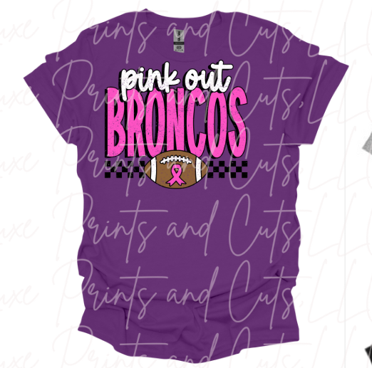 Pink out broncos checkered