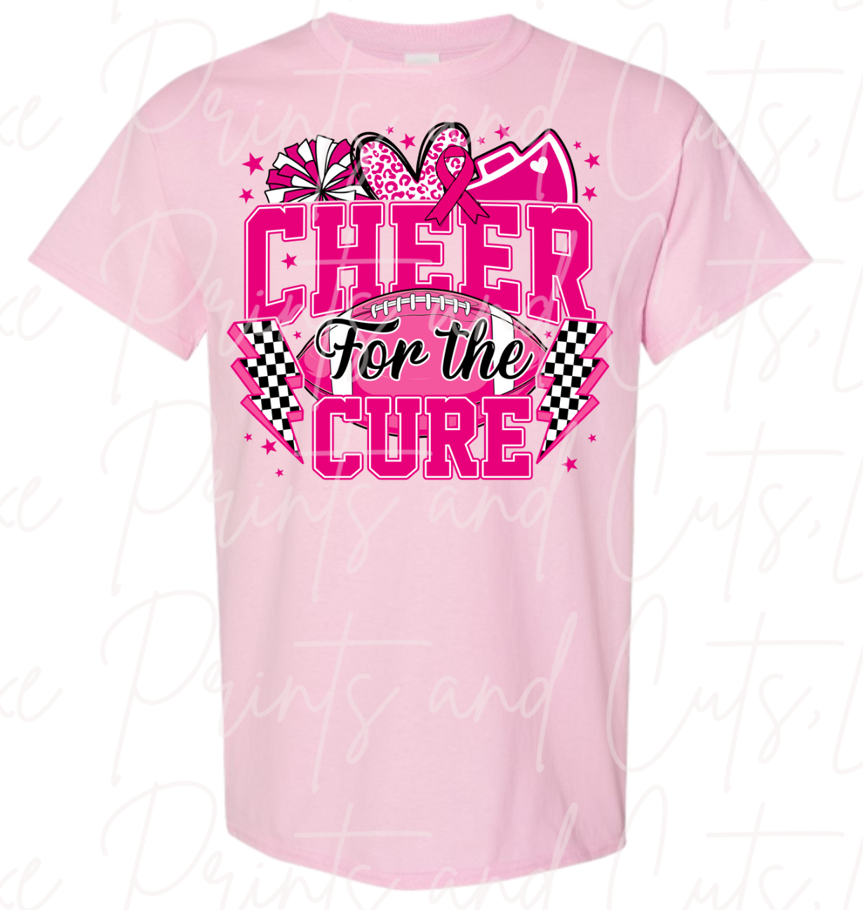 Cheer For The Cure Checkered Lighting Bolt