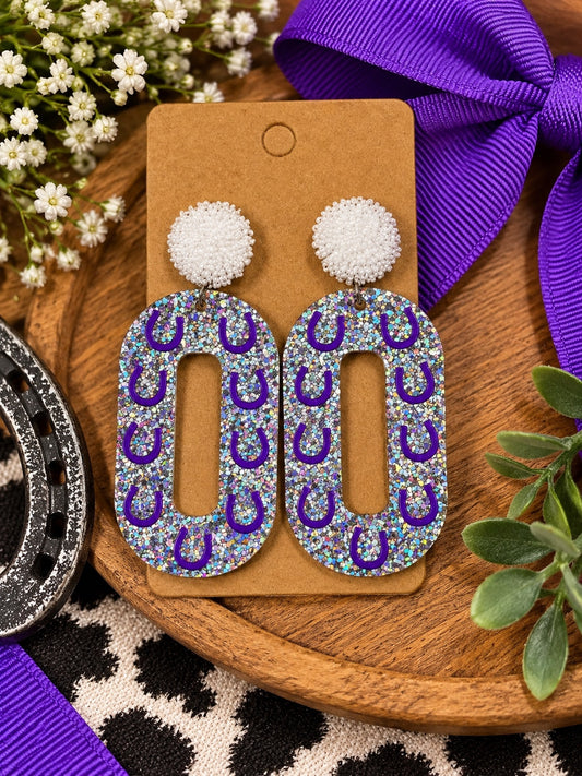 Dayton glitter horseshoe earrings