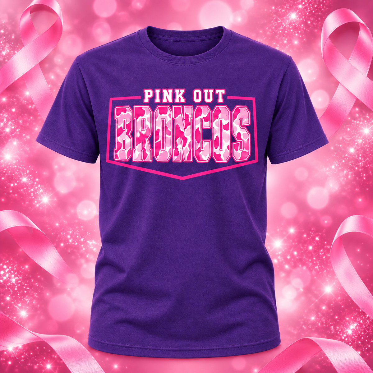 Purple Dayton Broncos Pink Out shirt
