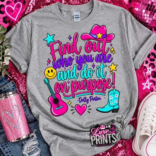Find out who you are and do it on purpose grey shirt mockup