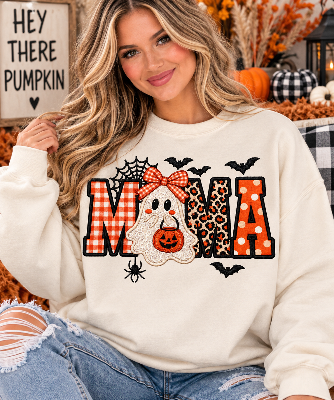 Halloween MAMA off-white sweatshirt mockup