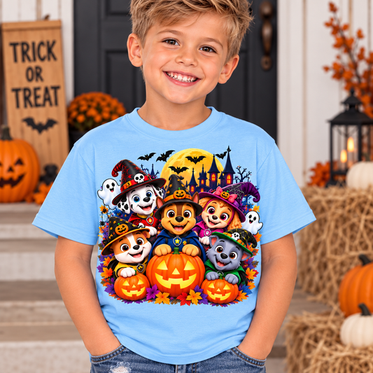 Halloween puppies Gildan shirt mockup