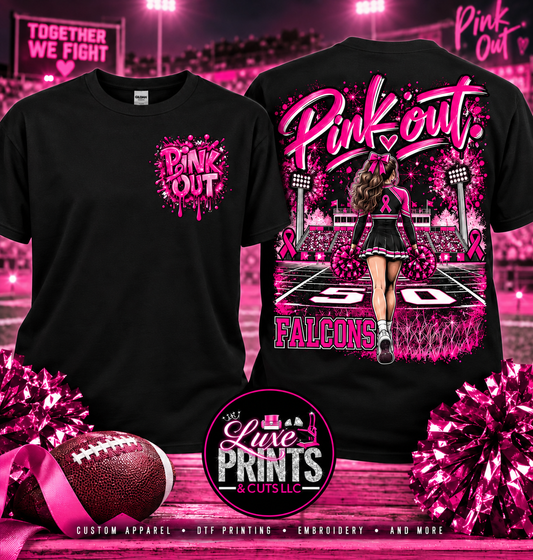 Huffman Falcons Pink Out cheer shirt mockup