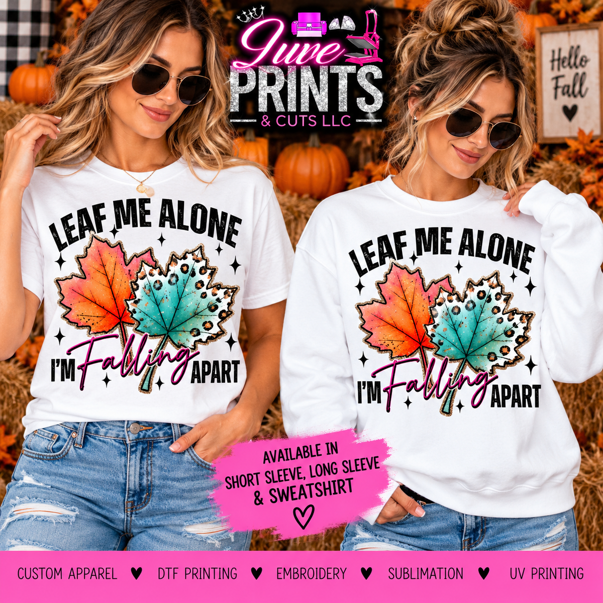 Leaf Me Alone I'm Falling Apart short sleeve and sweatshirt mockup