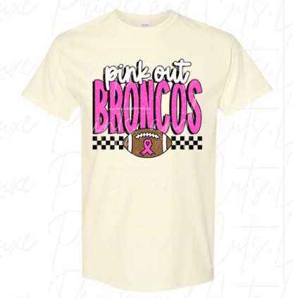 Pink out broncos checkered