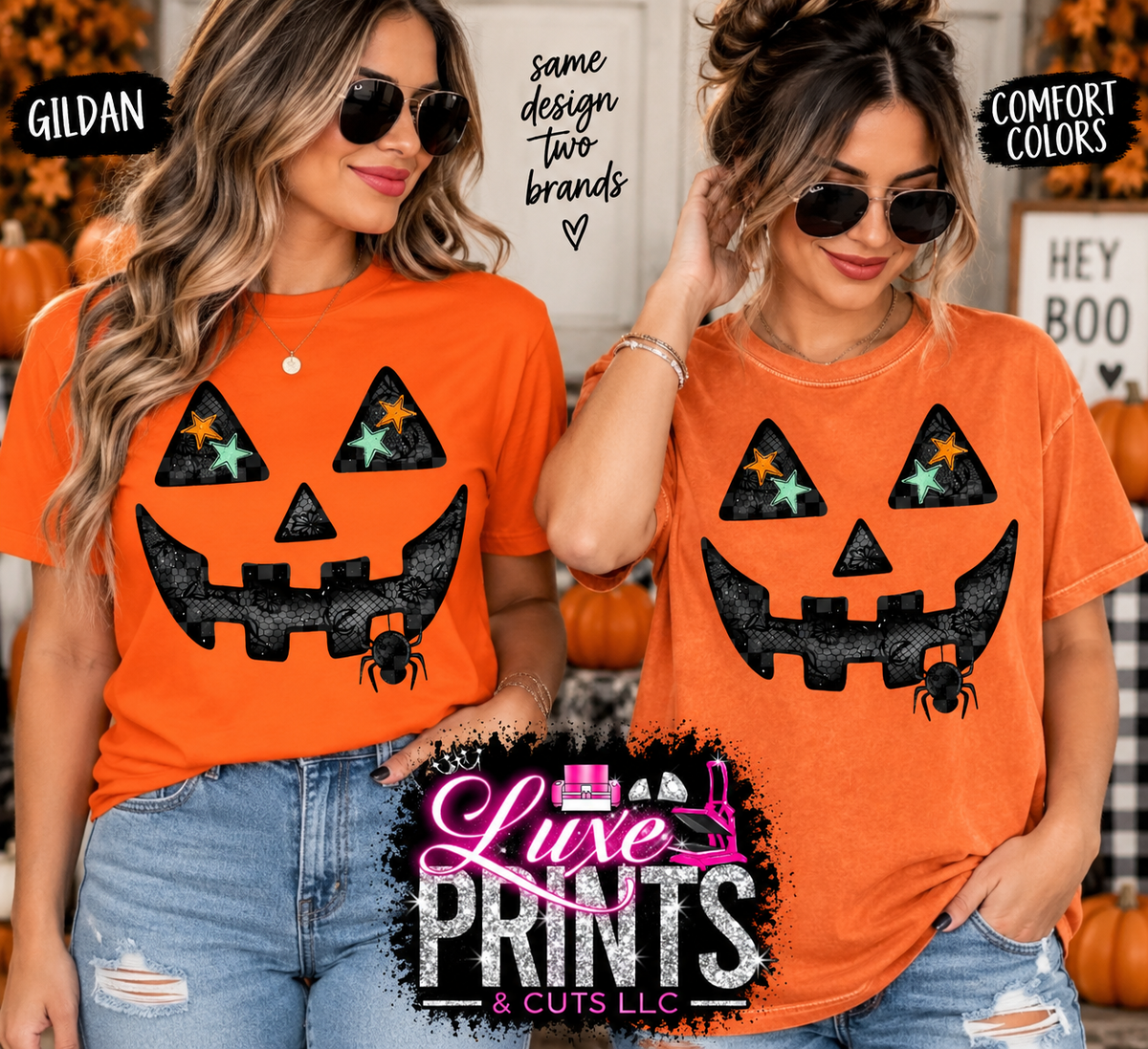 Orange Halloween pumpkin face shirt mockup