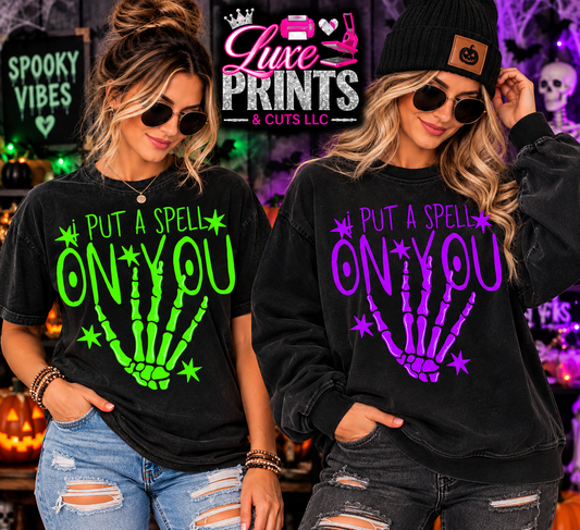 Put A Spell On You green and purple design mockup