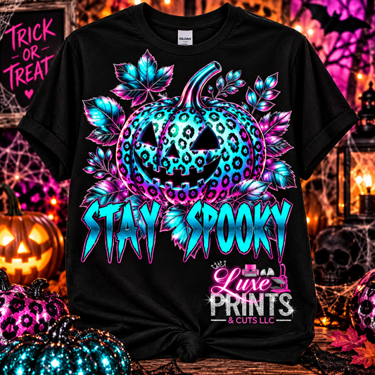 Stay Spooky leopard pumpkin Halloween shirt mockup