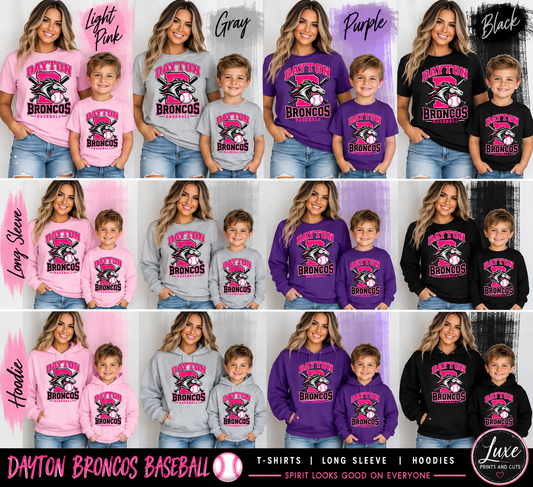 Dayton Broncos baseball pink out apparel mockups