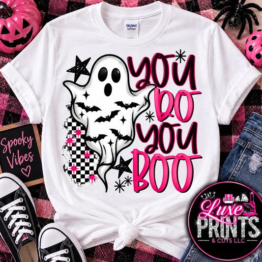 You Do You Boo Halloween shirt mockup in white